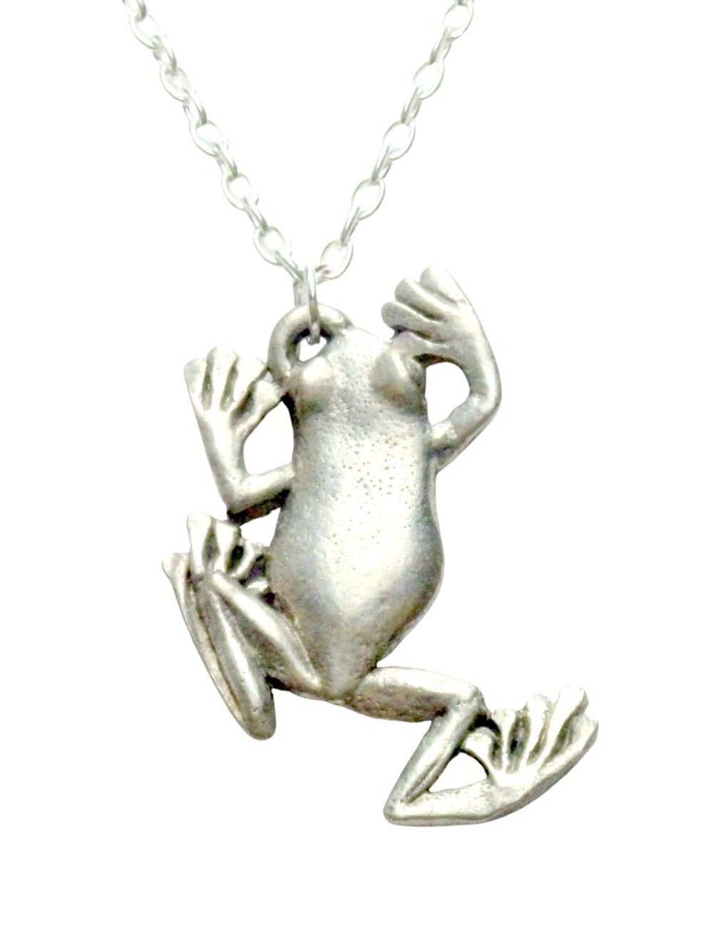 Pewter Climbing Tree Frog Necklace 1476